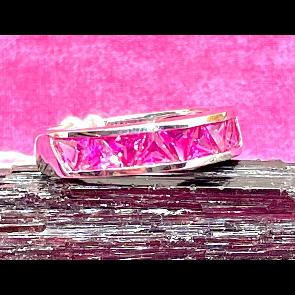 NWOT Sterling Pink Sapphire Ring Sz 9
